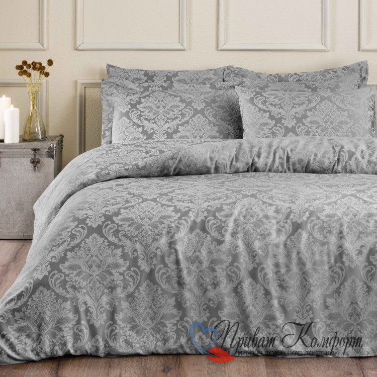 Постельное белье Tivolyo Home жаккард BAMBURA серый 