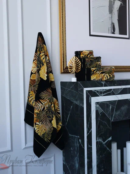 Шенилловое полотенце Feiler  EXOTIKA GOLD 010 black 