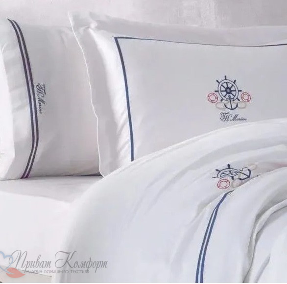 Постельное белье Tivolyo Home NAVY белый 