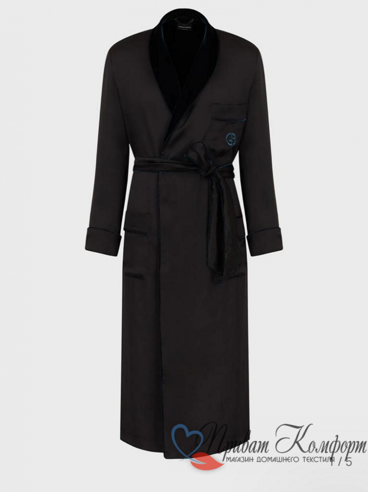 Шелковый халат мужской Giorgio Armani, Black 