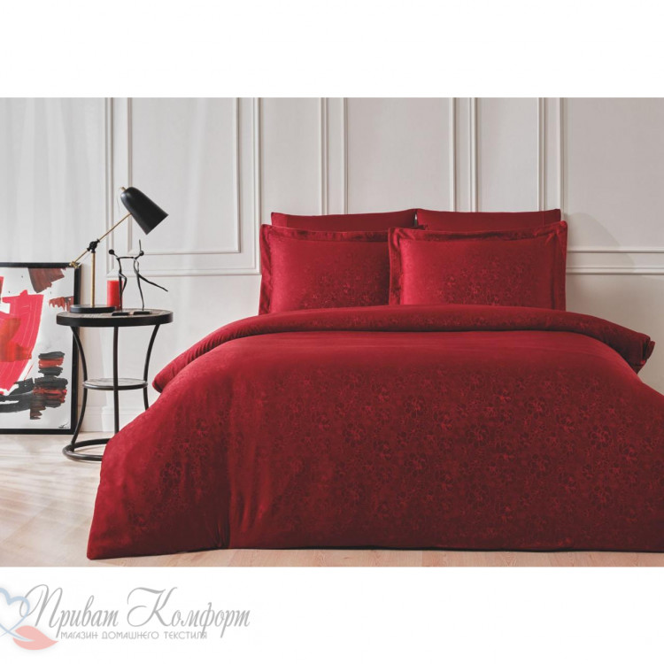 Постельное белье Tivolyo Home жаккард ALISA бордовый 