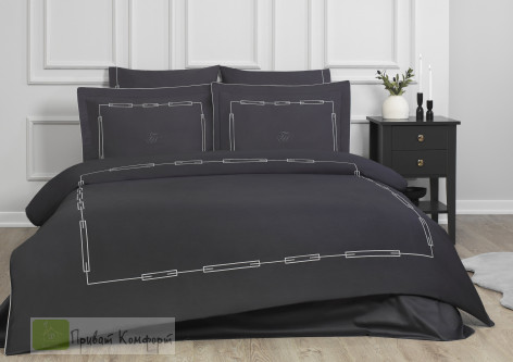 Постельное белье Tivolyo Home CHANEL антрацит 