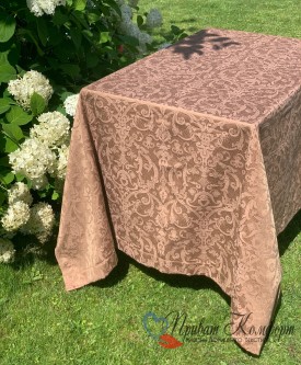 Жаккардовая скатерть Gamba  9883 Tabacco 160x180 + 6 салфеток