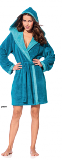 Женский махровый халат с капюшоном Nikki бирюзовый, Morgenstern