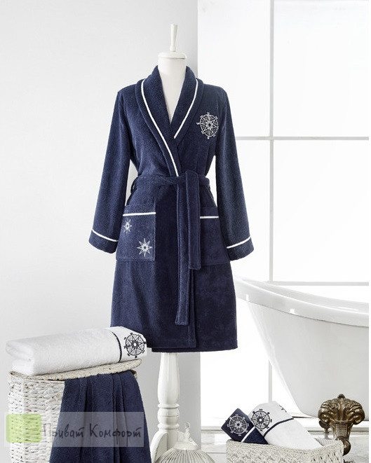 Женский халат Soft Cotton MARINE LADY темно-синий 