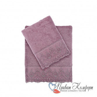 Набор махровых полотенец Tivolyo LINA фиолетовый 2 предмета