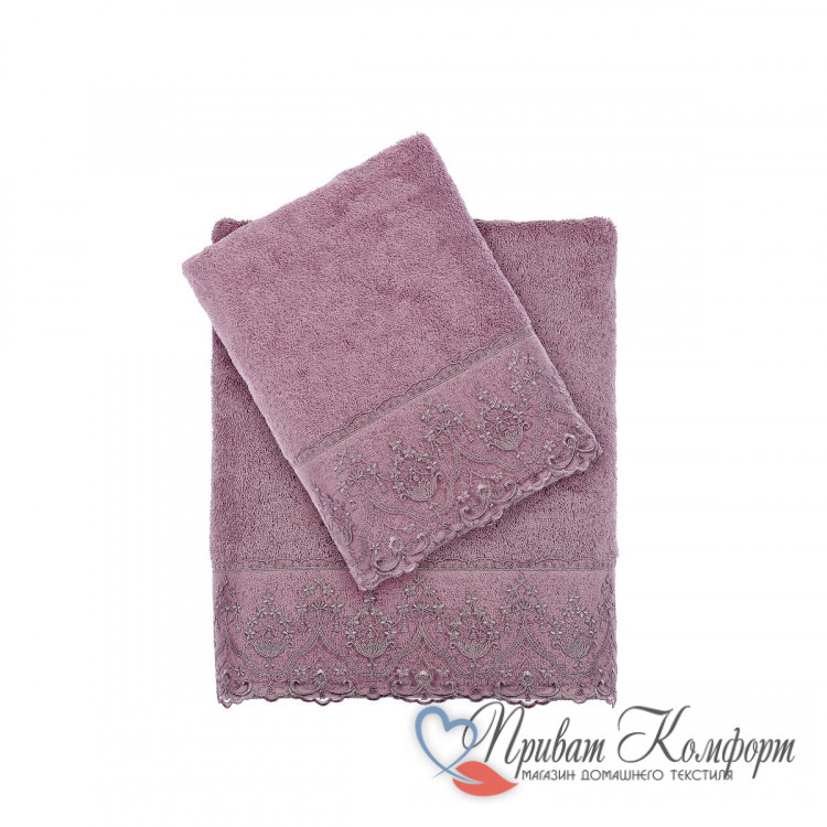 Набор махровых полотенец Tivolyo LINA фиолетовый 2 предмета 