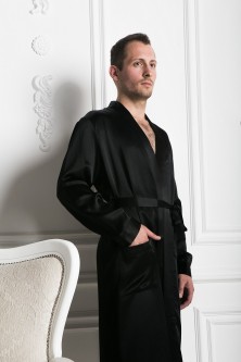 Мужской шелковый халат Черный, Luxe Dream