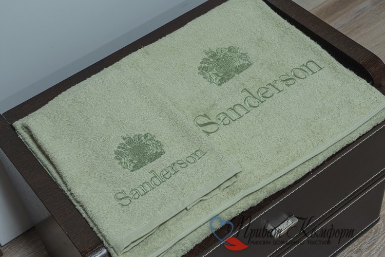 Комплект полотенец Sanderson LOGO RICAMATO оливковый 3шт. 